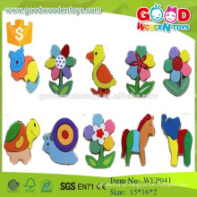 EN71 padrão engraçado cartoon animal wooden 3D puzzle para bebê